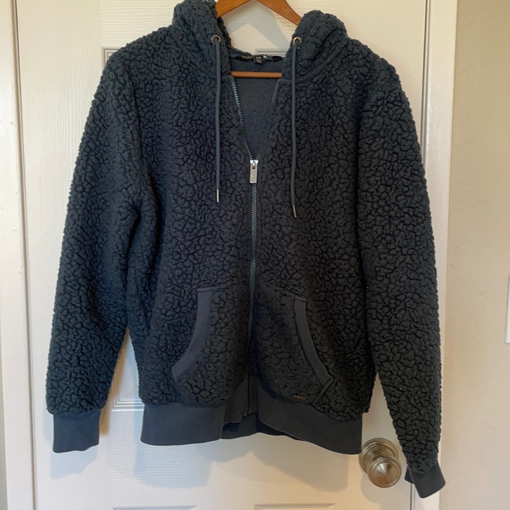 Dark green teddy zip up sweater!